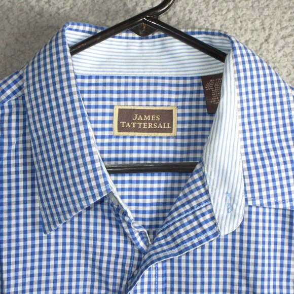 JAMES TATTERSALL MEN'S L/S BUTTON SHIRT BLUE XL COTTON POLYESTER - Picture 1 of 4